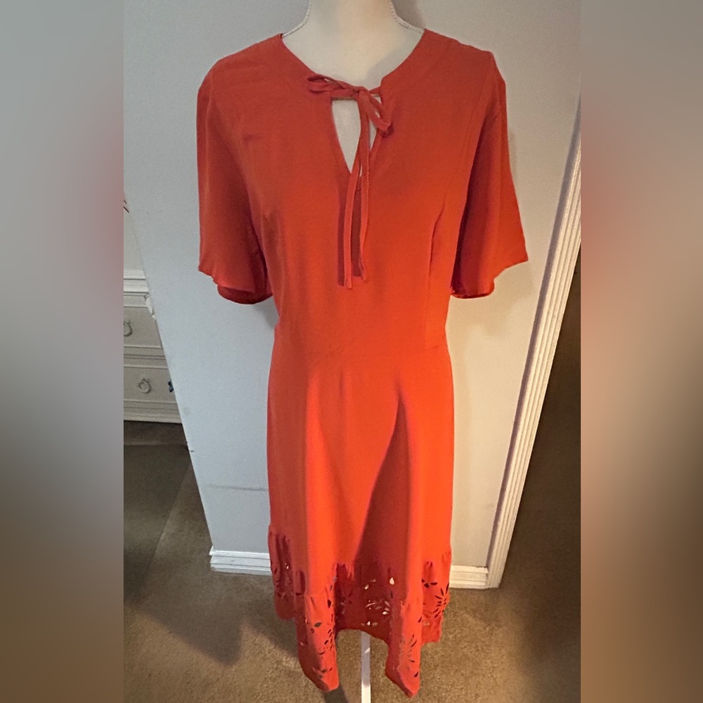 BloomChic Burnt Orange Midi Dress
